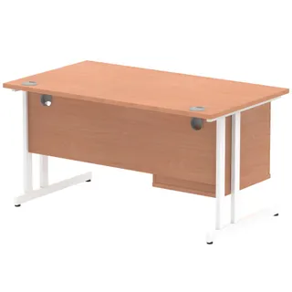Impulse Cantilever Straight Desk With Single Fixed Pedestal