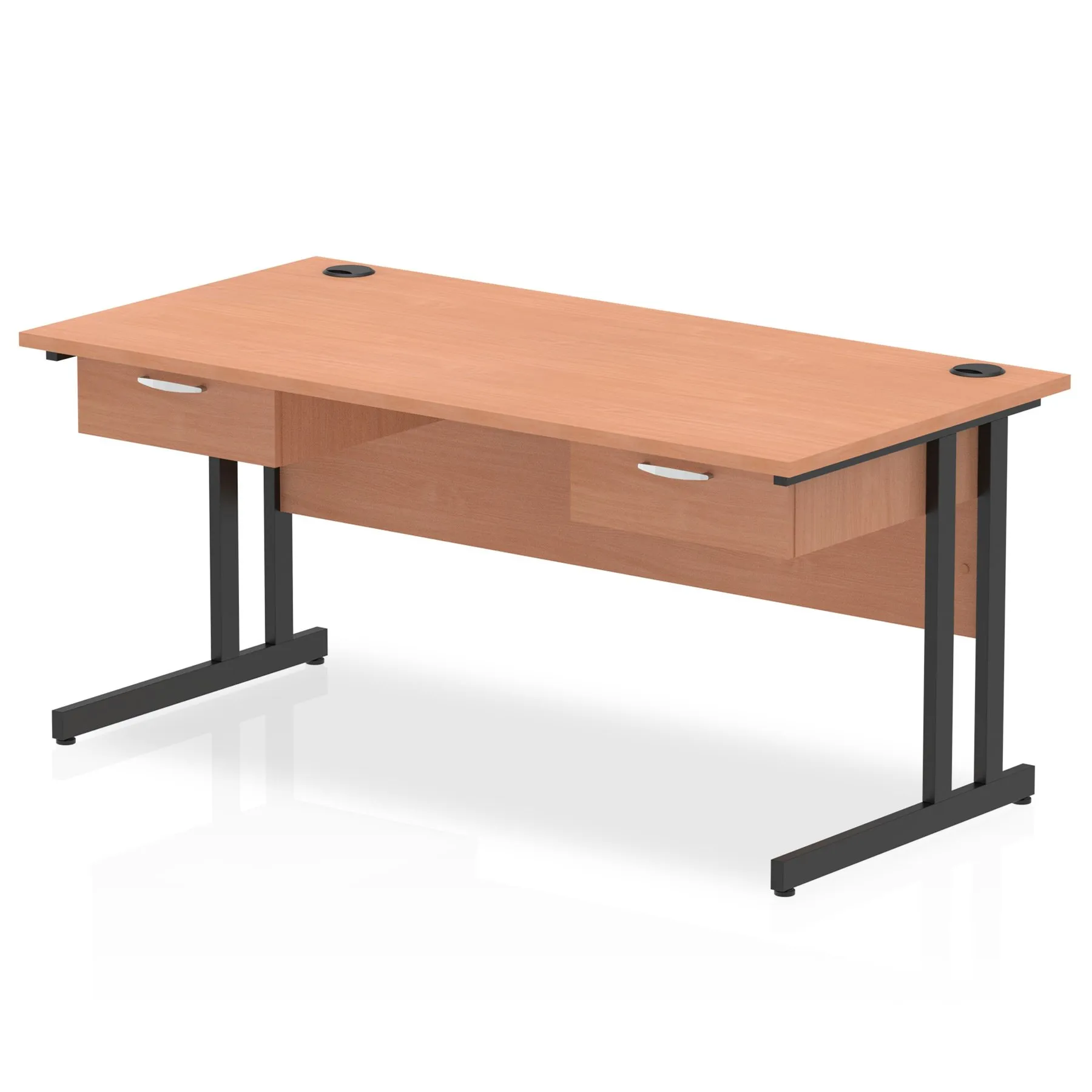 Impulse Cantilever Straight Desk With Two One Drawer Fixed Pedestals