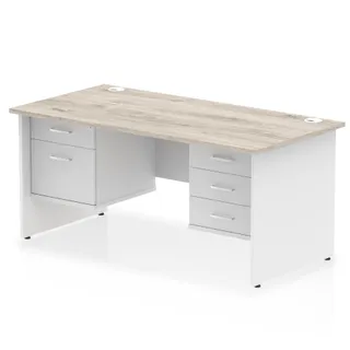 Impulse Panel End Straight Desk With Two Fixed Pedestal