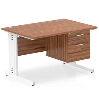Impulse Cable Managed Straight Desk With Single Fixed Pedestal