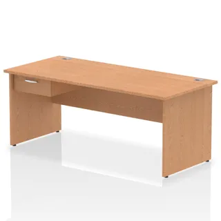 Impulse Panel End Straight Desk With Single One Drawer Fixed Pedestal