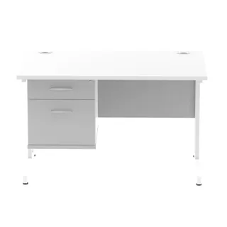 Impulse Cantilever Straight Desk With Single Fixed Pedestal