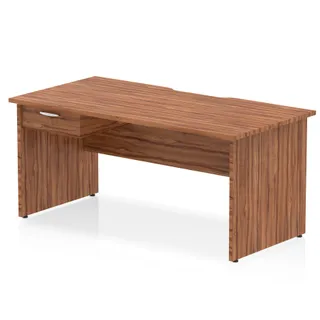 Impulse Scalloped Edge Panel End Straight Desk With Single One Drawer Fixed Pedestal