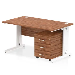 Impulse Cable Managed Straight Desk With Mobile Pedestal