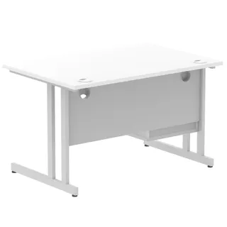 Impulse Cantilever Straight Desk With Single Fixed Pedestal