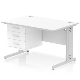 Impulse Cable Managed Straight Desk With Single Fixed Pedestal