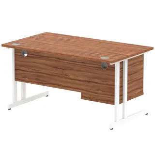 Impulse Cantilever Straight Desk With Single Fixed Pedestal