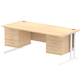 Impulse Cantilever Straight Desk With Two Fixed Pedestal