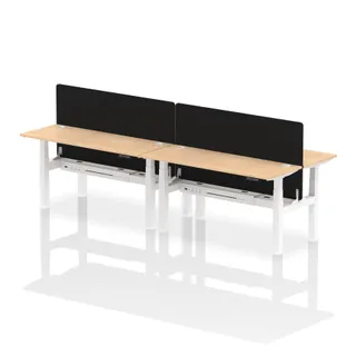 Air Back-to-Back Slimline Height Adjustable Bench Desk - 4 Person