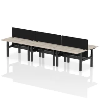 Air Back-to-Back Height Adjustable Bench Desk - 6 Person