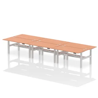 Air Back-to-Back Height Adjustable Bench Desk - 6 Person