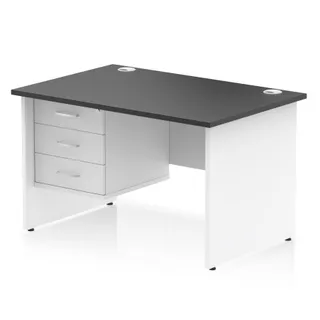 Impulse Panel End Straight Desk With Single Fixed Pedestal