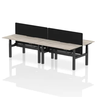 Air Back-to-Back Scalloped Edge Height Adjustable Bench Desk - 4 Person