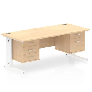 Impulse Cable Managed Straight Desk With Two Fixed Pedestal