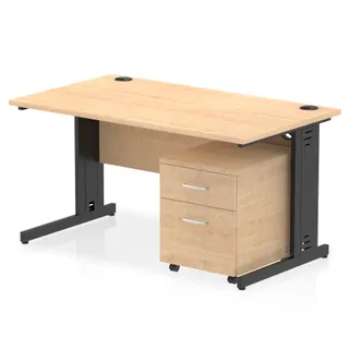 Impulse Cable Managed Straight Desk With Mobile Pedestal