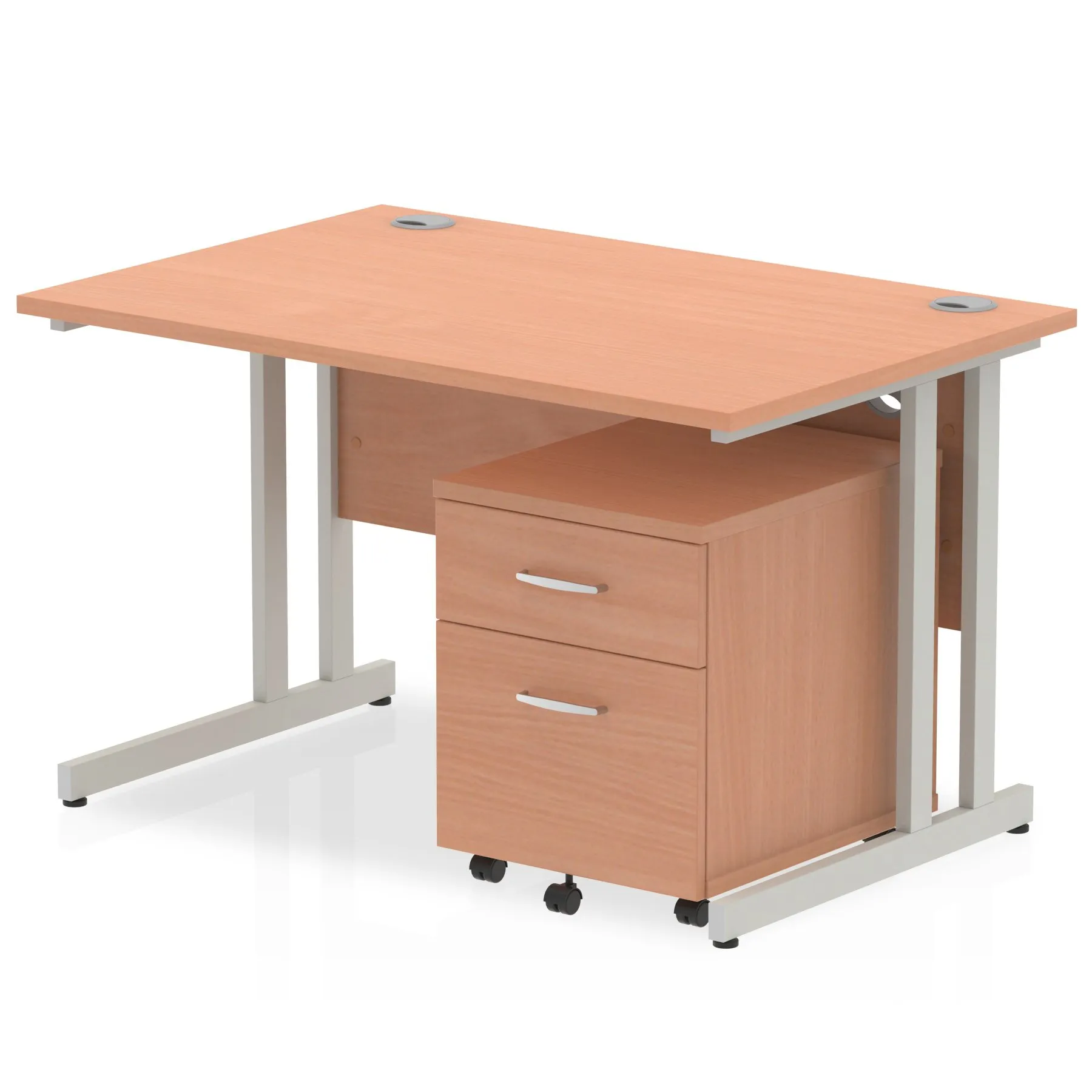 Impulse Cantilever Straight Desk With Mobile Pedestal