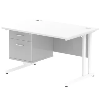 EE - Impulse Cantilever Straight Desk With Single Fixed Pedestal
