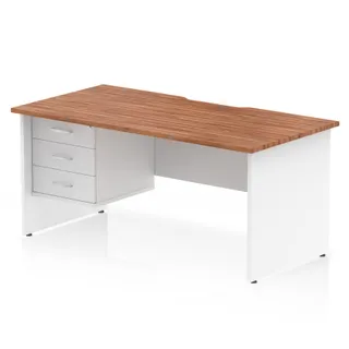 Impulse Scalloped Edge Panel End Straight Desk With Single Fixed Pedestal