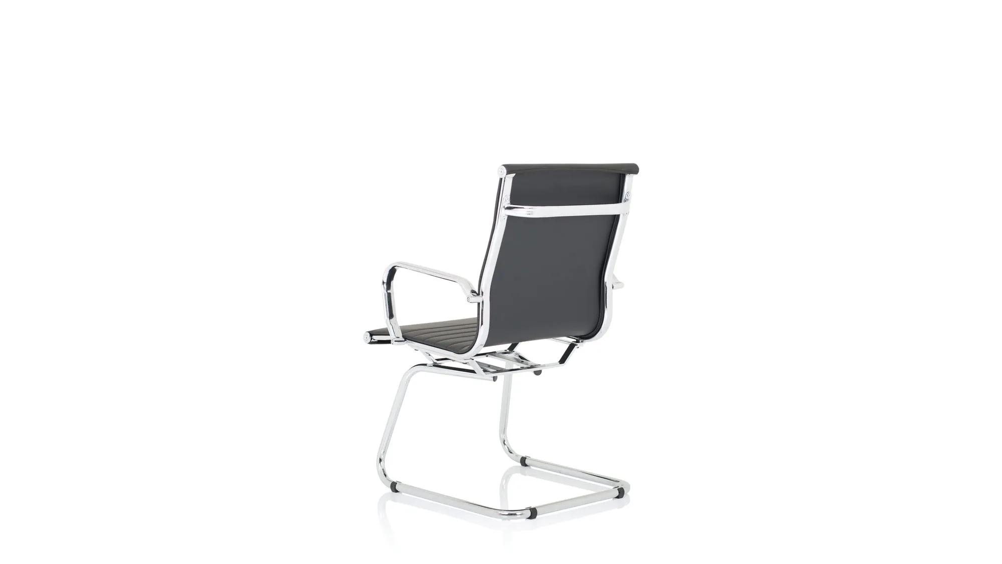 Nola Black Leather Cantilever Visitor Chair with Arms
