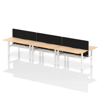 Air Back-to-Back Scalloped Edge Height Adjustable Bench Desk - 6 Person