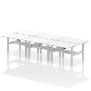 Air Back-to-Back Height Adjustable Bench Desk - 6 Person