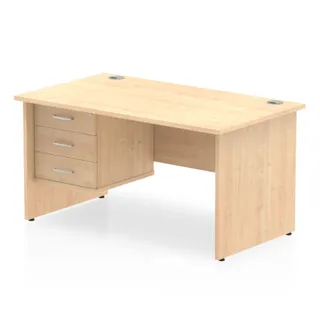 OE - Impulse Panel End Straight Desk With Single Fixed Pedestal