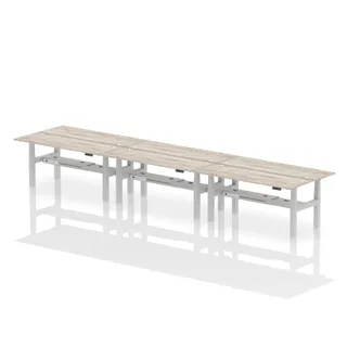 Air Back-to-Back Slimline Height Adjustable Bench Desk - 6 Person