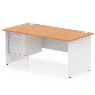 OE - Impulse Panel End Straight Desk With Single Fixed Pedestal Two Tone