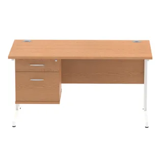 Impulse Cantilever Straight Desk With Single Fixed Pedestal