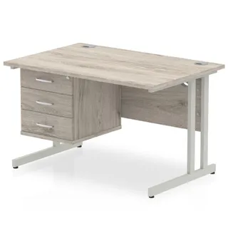 Impulse Cantilever Straight Desk With Single Fixed Pedestal