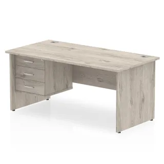 EE - Impulse Panel End Straight Desk With Single Fixed Pedestal