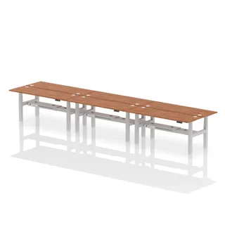 Air Back-to-Back Slimline Height Adjustable Bench Desk - 6 Person
