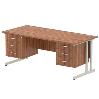 Impulse Cantilever Straight Desk With Two Fixed Pedestal