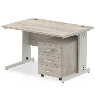 Impulse Cable Managed Straight Desk With Mobile Pedestal