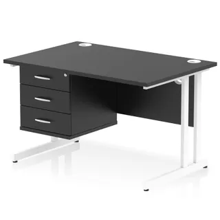Impulse Cantilever Straight Desk With Single Fixed Pedestal