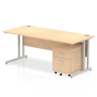 Impulse Cantilever Straight Desk With Mobile Pedestal