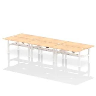 Air Back-to-Back Height Adjustable Bench Desk - 6 Person