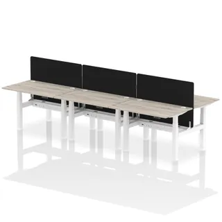Air Back-to-Back Height Adjustable Bench Desk - 6 Person