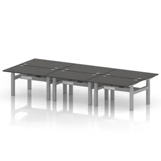 Air Back-to-Back Height Adjustable Bench Desk - 6 Person