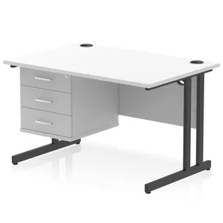 Impulse Cantilever Straight Desk With Single Fixed Pedestal