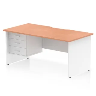 Impulse Scalloped Edge Panel End Straight Desk With Single Fixed Pedestal