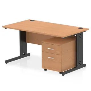 Impulse Cable Managed Straight Desk With Mobile Pedestal