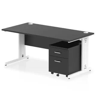 Impulse Cable Managed Straight Desk With Mobile Pedestal