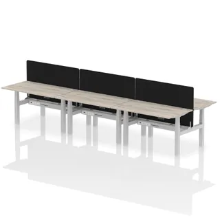 Air Back-to-Back Height Adjustable Bench Desk - 6 Person