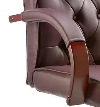 Chesterfield High Back Leather Executive Office Chair with Arms