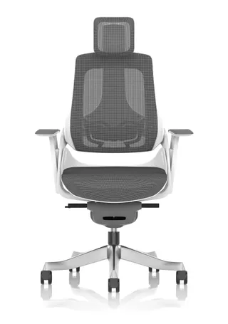 Zure High Back White Shell Mesh Executive Office Chair with Arms