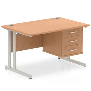 Impulse Cantilever Straight Desk With Single Fixed Pedestal