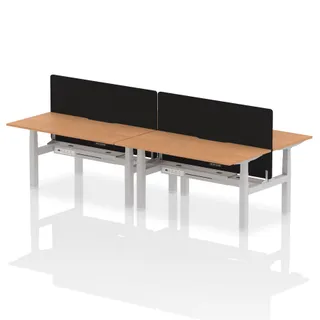 Air Back-to-Back Scalloped Edge Height Adjustable Bench Desk - 4 Person