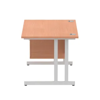 Impulse Cantilever Straight Desk With Single Fixed Pedestal