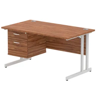 OE - Impulse Cantilever Straight Desk With Single Fixed Pedestal